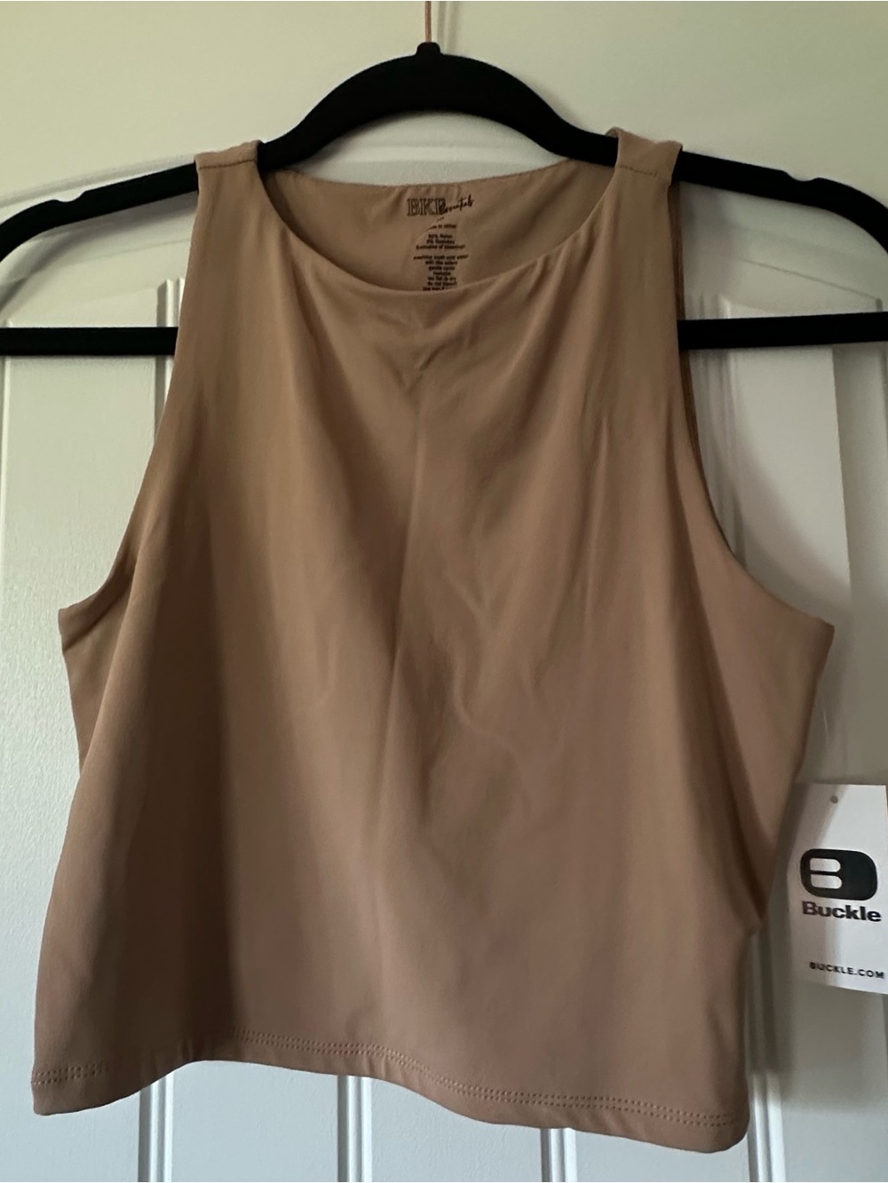 BKE Taupe Crewneck Crop Tank